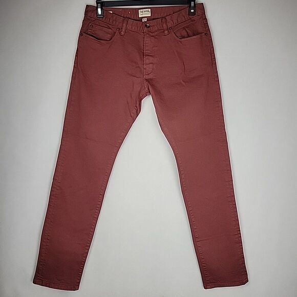 Todd Snyder Jeans Mens 32x34 Rust Red Slim Fit 5 Pocket Stretch Denim Pants NYC - Picture 1 of 11